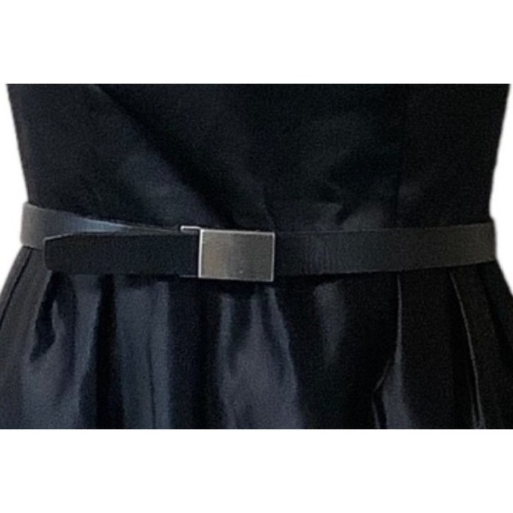 346 Brooks Brothers Italian‎ Leather Dress Belt Men Size XS Black Silver Buckle